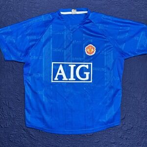 Manchester United AIG‎ Football Soccer Jersey Shirt Mens Size XL Blue 12